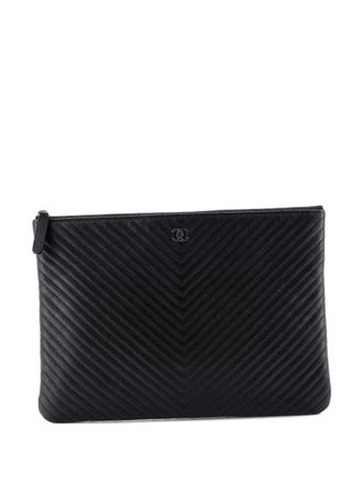 Chanel O Case Chevron Caviar Medium clutch bag - Black