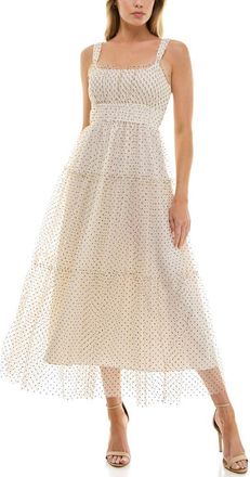 Socialite Dot Mesh Sleeveless Maxi Dress in Ivory/Black at Nordstrom Rack, Size X-Small