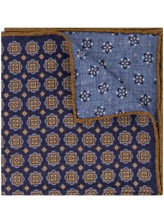 Oger Pochet met print van zijde Blauw