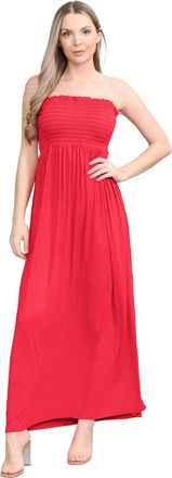 Janisramone Womens Plain Maxi Dress, Bandeau Boobtube Dress, Sheering Gathered Strapless Dresses, Long Summer Dresses for Women UK, Women Casual Wear