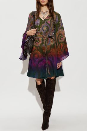 Etro Dress With A Waist Belt, Womens, Multicolour