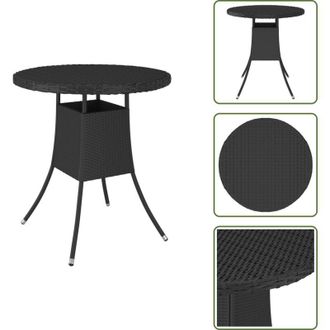 vidaXL The Living Store Tavolo da Giardino Nero 70x70x73 cm in Polyrattan - Tavolo esterno