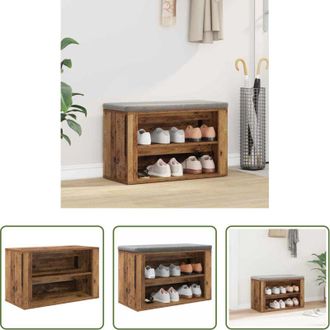 vidaXL Scarpiera con panca - Scarpiera Legno vecchio 75 x 35 x 45 cm Legno multistrato