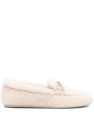 Stuart Weitzman Britt shearling bow loafers - Toni neutri