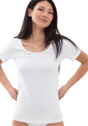 Mey Kurzarmshirt MEY Cotton Pure, Damen, Gr. 36, weiss (wei&szlig;), Single Jersey, Obermaterial: 94% Baumwolle, 6% Elasthan, unifarben, bequem h&uuml;ftbedeckend, t