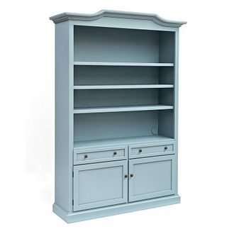 Ballard Designs Casa Florentina Josephina Bonnet Top Large Bookcase with Doors - Saturated Blue Gray - Ballard Designs