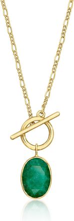 Ross-Simons Emerald Toggle Necklace in 18kt Gold Over Sterling
