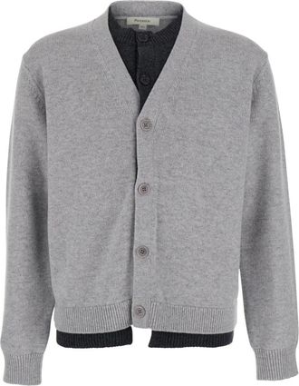 J.W.Anderson Truien & Vesten, Heren, Grijs, L, Grijze Contrastlaag Cardigan Sweaters