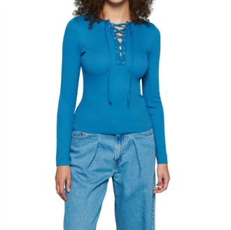 Nation Ltd Kaia Lace Up Tee In Bluegrass