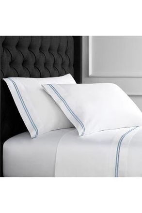 Melange Home Dual Stripe Embroidered 600 Thread Count Cotton Sheet Set in Blue at Nordstrom Rack, Size California King
