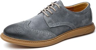 Generic Mens Retro Leather Oxford Dress Shoes - Wingtip Brogue Derby Shoes Round Toe Low Heel Lace-Up Design for Business Formal Casual Wear - Comfortable Sty