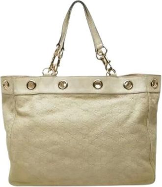 Gucci Pre-owned Tote Bags, female, Beige, Size: ONE SIZE Pre-owned Vintage Canvas Tote Bag