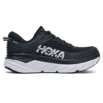 Hoka One One Hoka Bondi 7 Textile Synthetic Mens Lace Up Trainers - Black White - Size:UK 10.5