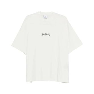 VETEMENTS T-Shirts, male, White, Size: XS White Piano Print Crew Neck T-shirt