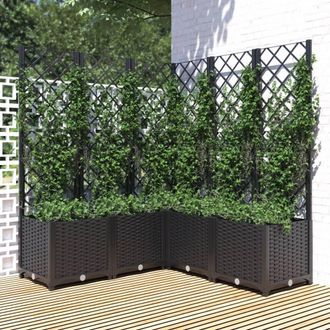 Berkfield Home Garden Planter with Trellis Black 120x120x136 cm PP | Size: 120 x 120 x 136 cm
