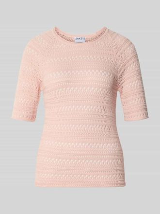 Jake*s Casual Strickshirt mit Rundhalsausschnitt in Hellrosa, Gr&ouml;&szlig;e XXL