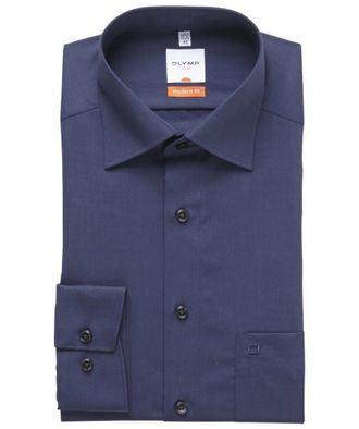 Olymp Luxor Mens Business Shirt Long Sleeve Fil a Fil Modern Fit New Kent, darkblue, 44