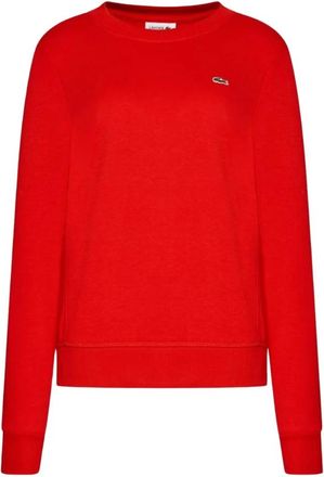 Lacoste Classic Crew-Neck Rode Sweatshirt - Dames - Sweatshirts - Rood - XS - Katoen - Hoodies & sweatvesten