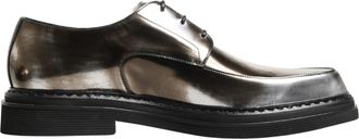 Dolce & Gabbana Silver Specchio Lace-Up Leather Dress Derby Mens Shoes