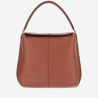 Tod's Womens Large Leather T Case Hobo Bag Brown Shoulder