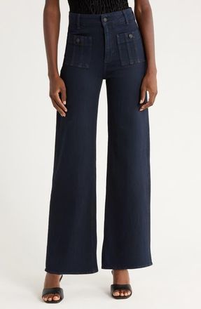 Paige Anessa High Waist Patch Pocket Wide Leg Jeans in Duchess at Nordstrom, Size 28