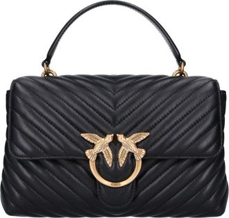 Pinko Black Quilted Leather Lady Love Puff Top Handle Bag