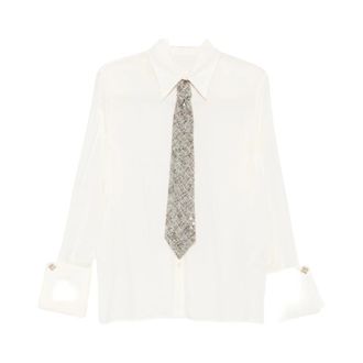 Simona Corsellini Camisa con cuello de lazo - Blouses & Shirts - Mujer - Blanco - S