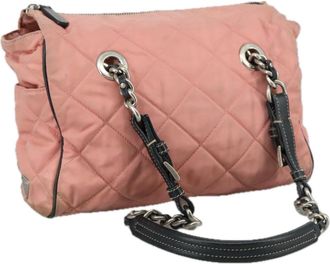 Prada Re-Nylon Pink Canvas Shoulder Bag (Pre-Owned)