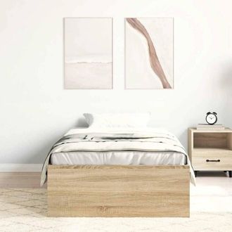 Berkfield Home Modern Bed Frame Sonoma Oak 90x190 cm Single in Light Tan