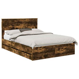 vidaXL Estructura De Cama Roble Ahumado 140 X 200 Cm Madera Ingenieril Vidaxl
