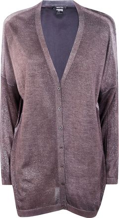 Avant Toi Star Dust Effect Long Cardigan With Silk On Back