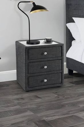 Julian Bowen Sorrento 3 Drawer Upholstered Bedside Table in Grey