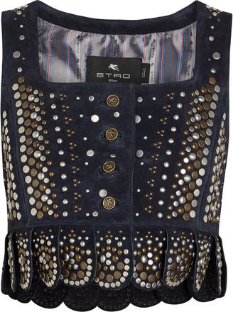 Etro Embellished Suede top - Light Blue - 42 (UK10 / S)