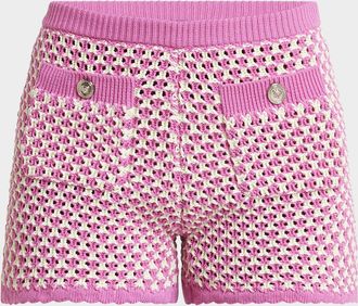Versace 2-Pocket Crochet Knit Compact Cotton Shorts