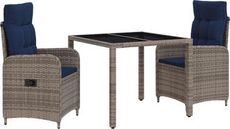 vidaXL Juego De Comedor Para Exteriores 3 Uds. Rat&aacute;n Sint&eacute;tico Vidaxl