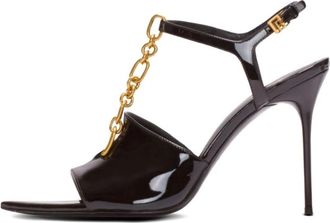 Balmain Sync Lakleren Sandalen - Dames - Sandalen met hakken - Zwart - 38 EU - Leer - Schoenen
