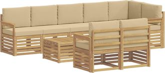 vidaXL Conjunto De Sof&aacute;s De Exterior 9 Uds. Y Beige Poli&eacute;ster Vidaxl
