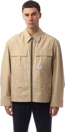 HUGO BOSS Hugo Mens Bino2511 Logo Label Jacket in Beige Cotton - Size X-Small