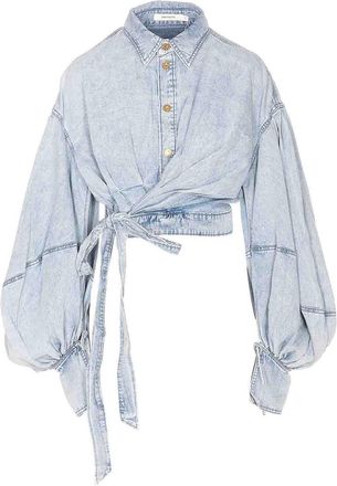 Zimmermann Denim Rebellion Denim Wrap Top