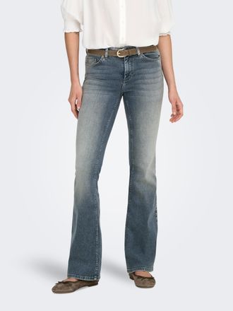 Only Bootcut-Jeans ONLY ONLBLUSH MID FLARED DNM REA570, Damen, Gr. XS, L&auml;nge 32, special blau grau denim, Denim/Jeans, Obermaterial: 91% Baumwolle, 5% Poly