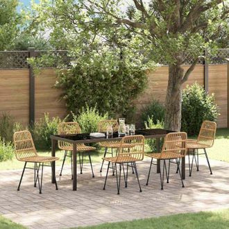 vidaXL Conjunto De Comedor De Jard&iacute;n 7 Pcs Marr&oacute;n Vidaxl