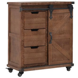 Berkfield Home Storage Cabinet Solid Fir Wood 64x33.5x75 cm Brown