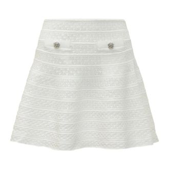 Self Portrait Short Skirts, female, White, Size: XS Pointelle Knit Mini Skirt