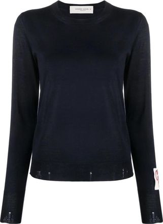 Golden Goose Reguliere Gebreide Ronde Hals Trui - Dames - Ronde hals truien - Blauw - XS - Truien & Vesten