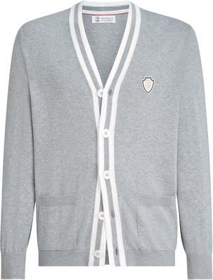 Brunello Cucinelli Cotton cardigan with logo in Grey at Nordstrom, Size Xxx-Large Eu