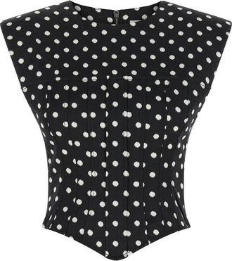 Ganni Polka Dot Silk-Effect Top - Dames - Tops zonder mouwen - Zwart - L - Tops