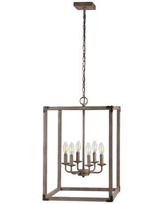 Jonathan Y Designs Jonathan Y Magnolia 16.2In 6-Light Adjustable Iron Rustic Farmhouse Led Pendant