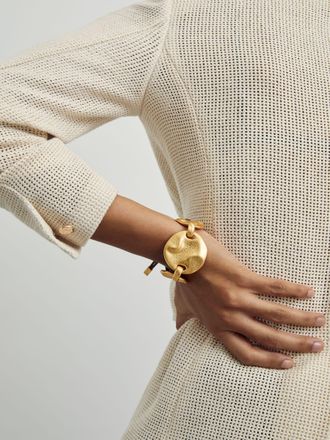 Reiss Gold Sculpted Disc Cord Bracelet