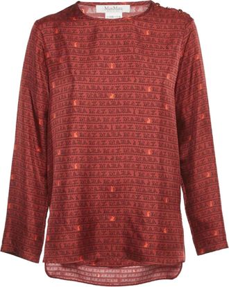 Max Mara Top girocollo con stampa - Rosso