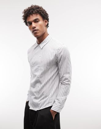 Reclaimed Vintage Camicia con doppia abbottonatura a righe tono su tono-Multi